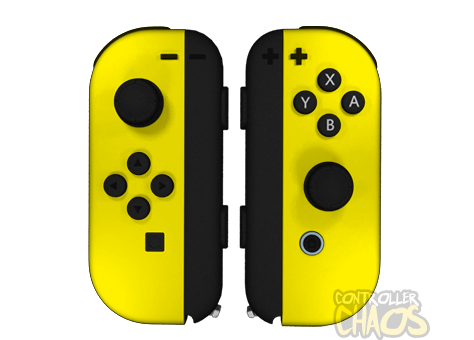 nintendo switch with yellow joy cons